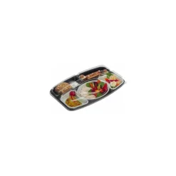 Plateau repas 5 compartiment plastique noir 41,6 x 26 x 7,5 cm - par 15