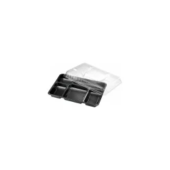 Plateau repas 5 compartiments plastique noir 32 x 22,5 x 3,4 cm - par 25
