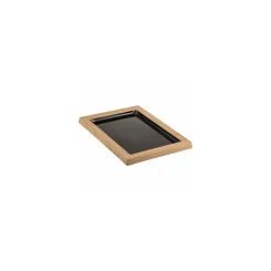 Plat mélamine noir bord bois 28 x 21 x 2,1 cm