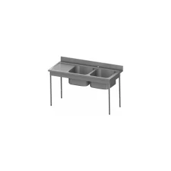 Plonge inox 2 bacs 75 L et égouttoir à gauche 160 cm