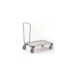 Porte-plateaux inox sur roues avec poignées