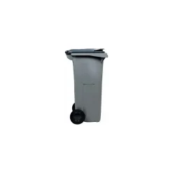 Poubelle plastique grise sur roues 120 L