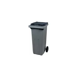 Poubelle plastique grise sur roues 120 L