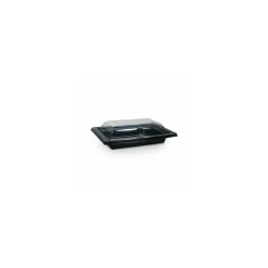 Ravier noir sushi et produits frais Quadripack + couvercle 17 x 10,5 cm - par 25