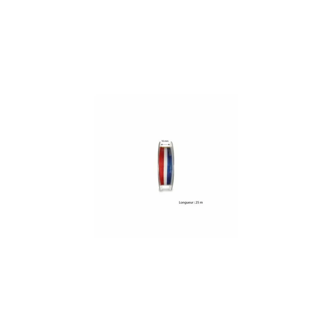 Ruban bleu blanc rouge 16 mm x 25 m - à l'unité