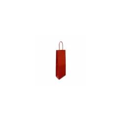 Sac bouteille kraft rouge vergé 14 + 8 x 39 cm - par 50