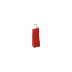 Sac bouteille kraft rouge vergé 14 + 8 x 39 cm - par 50
