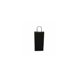 Sac 2 bouteilles noir kraft vergé 18 x 8 x 39 cm - par 50