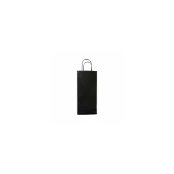 Sac 2 bouteilles noir kraft vergé 18 x 8 x 39 cm - par 50