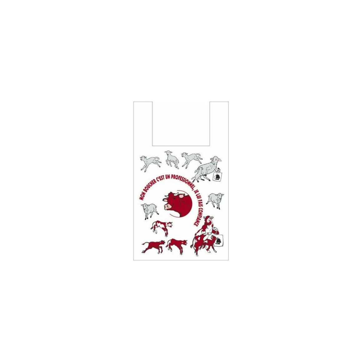 Sac bretelles blanc "Boucher" PEBD 50 µ 50 x 30 + 7 cm - par 500