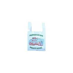 Sac bretelles blanc "Fromagerie" PEBD 50 µ 45 x 26 + 12 cm - par 500