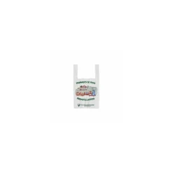 Sac bretelles blanc "Fromagerie" PEBD 50 µ 45 x 26 + 12 cm - par 500