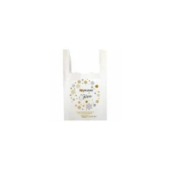 Sac bretelles "joyeuses fêtes" BD 50 microns 26 x 6 x 45 cm - par 500