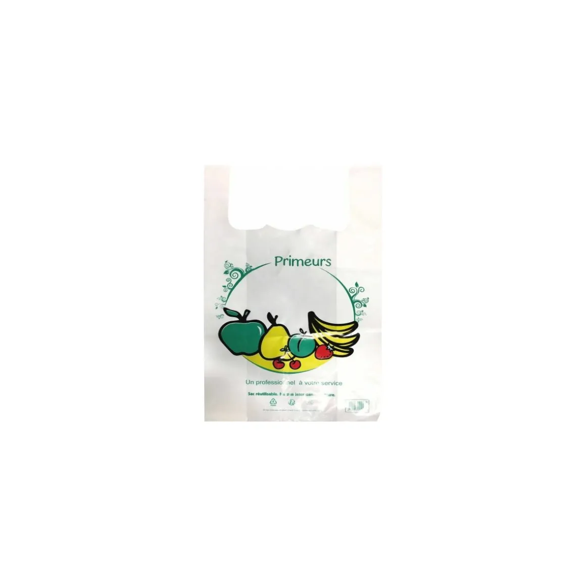 Sac bretelles "Primeur" PEBD 50 µ 48 x 28 + 7 cm - par 500