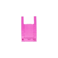 Sac bretelles rose PEBD 50 µ 45 x 26 + 6 cm - par 500