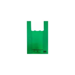 Sac bretelles vert PEBD 50 µ 45 x 26 + 6 cm - par 500