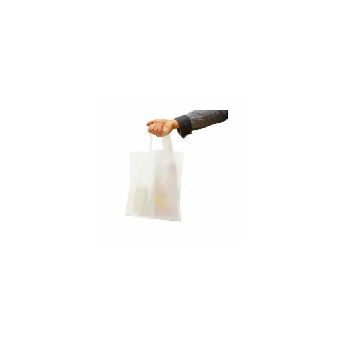 Sac cabas traiteur plastique avec renfort de fond 22 x 21 x 28 cm - par 25
