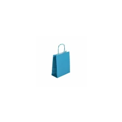Sac cabas turquoise à poignées torsadées 18 x 8 x 22 cm - par 50