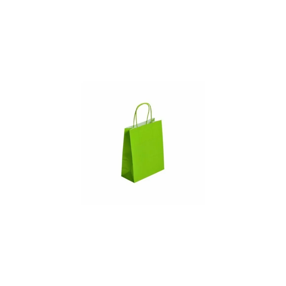 Sac cabas vert acidulé à poignées torsadées 18 x 8 x 22 cm - par 50