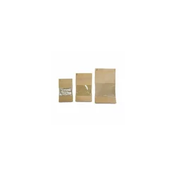Sachet Doypack kraft brun avec zip et fenêtre 11 + 6,5 x 18,5 cm - par 100