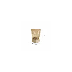 Sachet Doypack kraft brun avec zip et fenêtre 21 + 11 x 31 cm - par 100