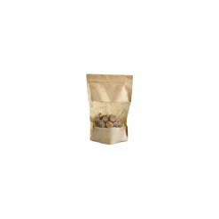 Sachet Doypack kraft brun avec zip et fenêtre 21 + 11 x 31 cm - par 100