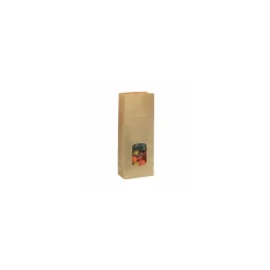 Sachet SOS kraft brun vergé avec fenêtre 8,5 + 5 x 21,5 cm - par 100