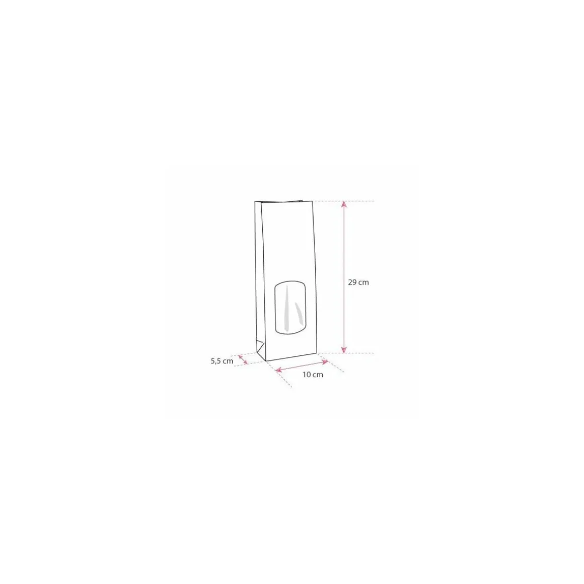 Sachet SOS kraft brun vergé avec fenêtre 10 + 5,5 x 29 cm - par 100