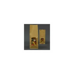 Sachet SOS kraft brun vergé avec fenêtre 13,6 + 7,5 x 31,5 cm - par 100