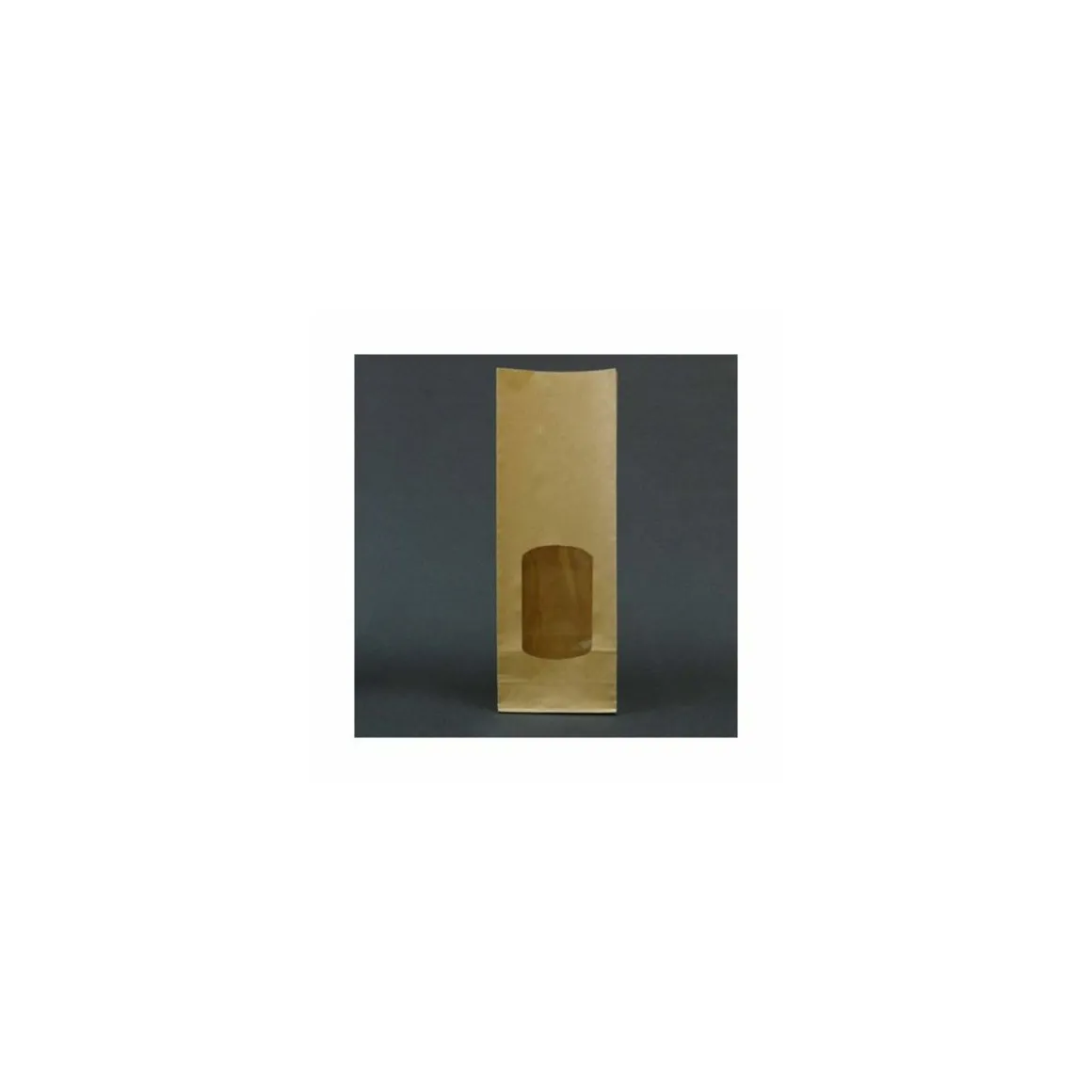 Sachet SOS kraft brun vergé avec fenêtre 13,6 + 7,5 x 31,5 cm - par 100