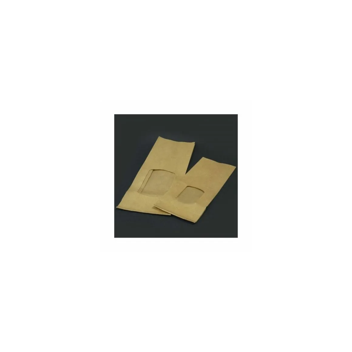 Sachet SOS kraft brun vergé avec fenêtre 13,6 + 7,5 x 31,5 cm - par 100