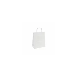 Sac papier kraft blanc à poignées torsadées 18 + 8 x 22 cm - par 50