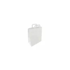 Sac papier kraft blanc à poignées plates 32 + 15 x 40 cm - par 50
