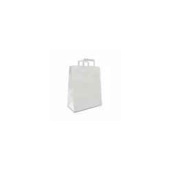Sac papier kraft blanc à poignées plates 32 + 15 x 40 cm - par 50