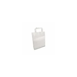 Sac papier kraft blanc à poignées plates 22 + 10 x 28 cm - par 50