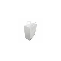 Sac papier kraft blanc à poignées plates 26 + 14 x 32 cm - par 50
