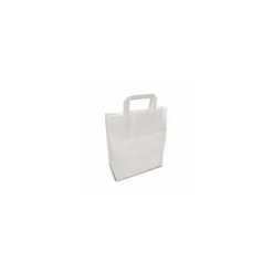 Sac papier kraft blanc à poignées plates 26 + 14 x 32 cm - par 50
