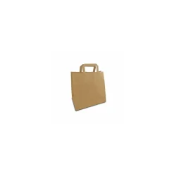 Sac papier kraft brun à poignées plates 26 + 19 x 25 cm - par 250
