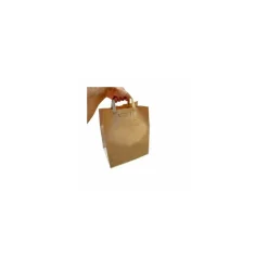 Sac papier kraft brun à poignées plates extérieures 26 + 20 x 32 cm - par 250