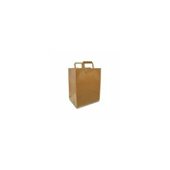 Sac papier kraft brun à poignées plates extérieures 26 + 20 x 32 cm - par 250