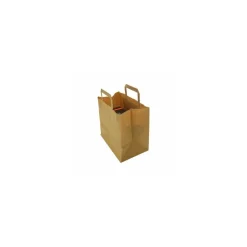 Sac papier kraft brun à poignées plates 26 + 17 x 25 cm - par 50