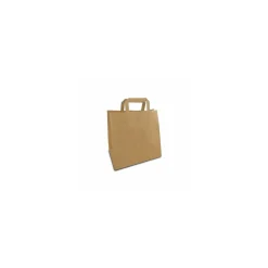 Sac papier kraft brun à poignées plates 26 + 17 x 25 cm - par 50