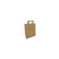 Sac papier kraft brun à poignées plates 26 + 14 x 32 cm - par 50