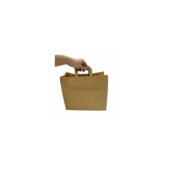 Sac papier kraft brun à poignées plates 32 + 17 x 27 cm - par 50