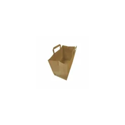 Sac papier kraft brun à poignées plates 32 + 17 x 27 cm - par 50