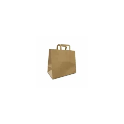 Sac papier kraft brun à poignées plates 32 + 17 x 27 cm - par 50