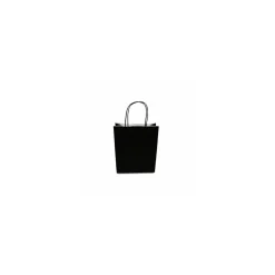 Sac papier kraft noir à poignées torsadées 18 + 8 x 22 cm - par 50