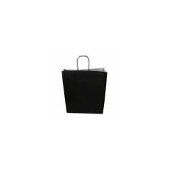 Sac papier kraft noir à poignées torsadées 35 + 14 x 40 cm - par 50
