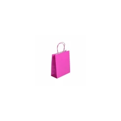 Sac papier kraft rose à poignées torsadées 23 + 12 x 30 cm - par 50