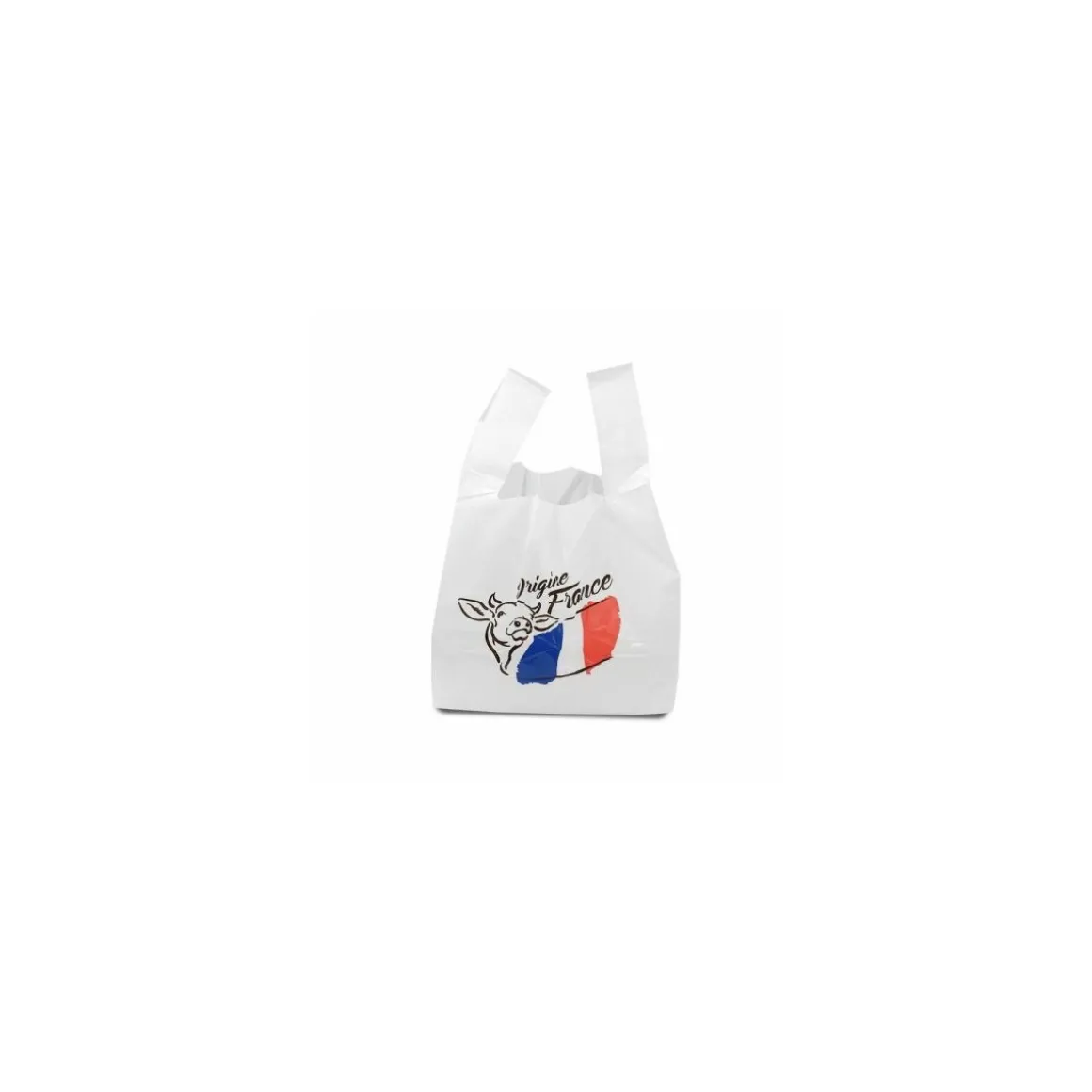 Sac plastique réutilisable "Origine France" PEBD 50 µ 45 x 26 + 6 cm - par 500